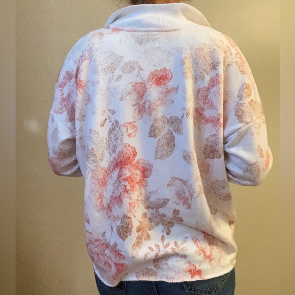 Oversized Light-Weight Floral Quarter-Zip Sweatshirt by Aerie - Picture 3 of 7